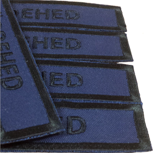 Militära namnband blå med svart text för marinen, kardborre 5-pack 980007