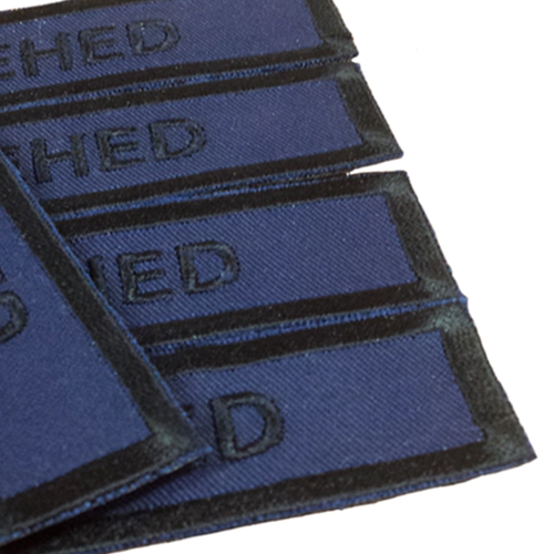 Militära namnband blå med svart text för marinen, värmeklister 5-pack 980006