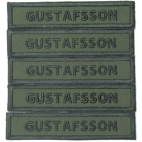 Militära namnband gröna med svart text, värmeklister 5-pack 980004
